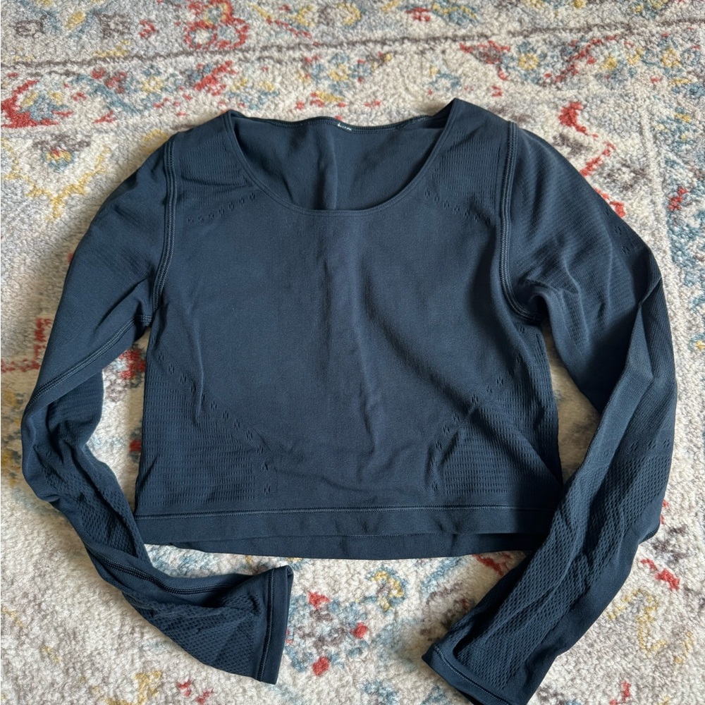 lululemon athletica navy Long-Sleeve Scoop Neck Crop Top